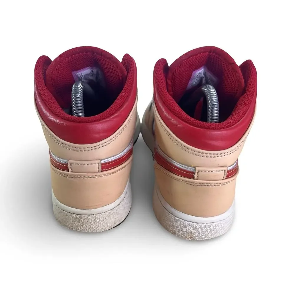 Nike Air Jordan 1 Mid Light Curry Cardinal Youth Size 6 Womens Size 7.5